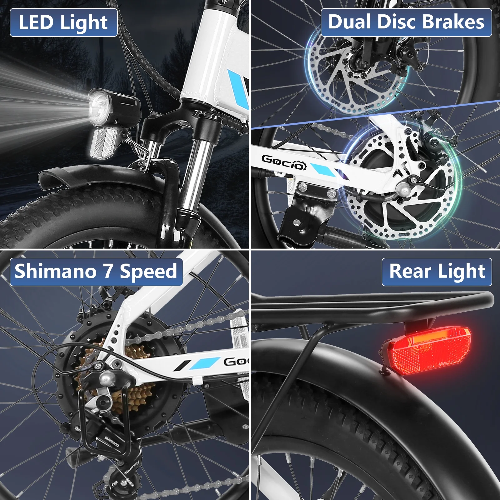 Gocio 20in Folding Electric Mountain Bike, 750W Peak, 48V 375Wh