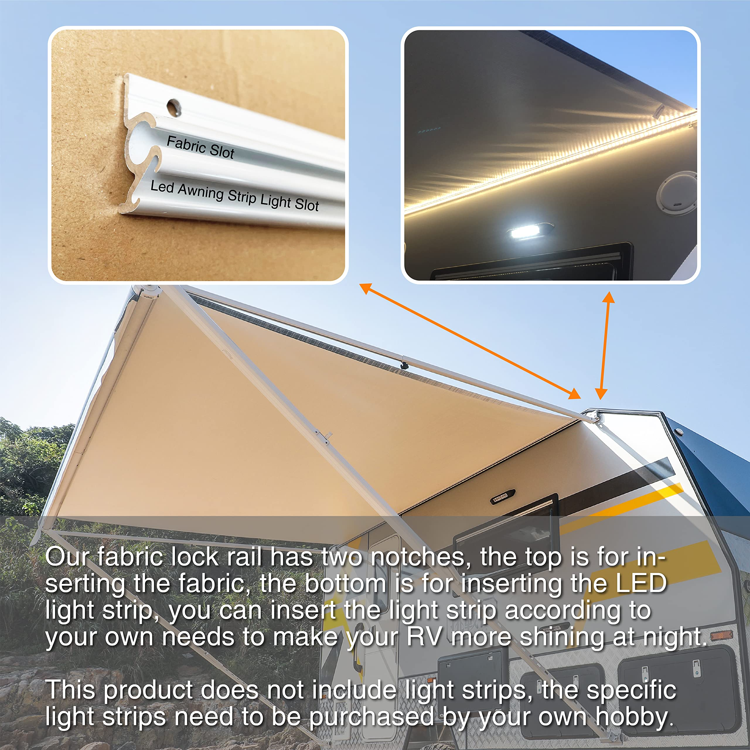 Manual Modular Retractable RV Awning Full Set Assemblies