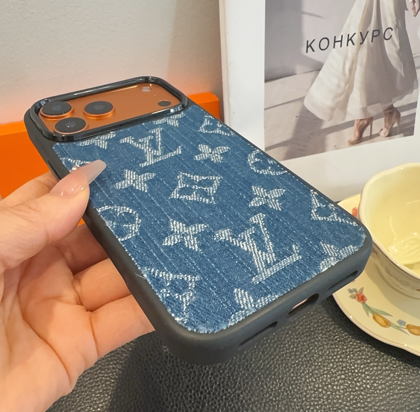 Louis Vuitton Monogram Denim Fabric Luxury Shockproof Phone Case