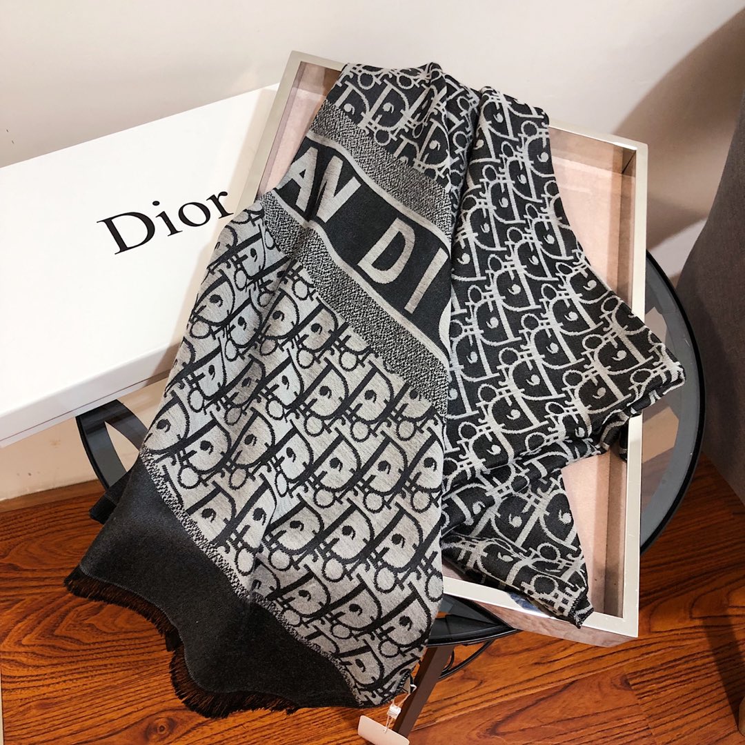 Dior Oblique Scarf Grey and Black product images