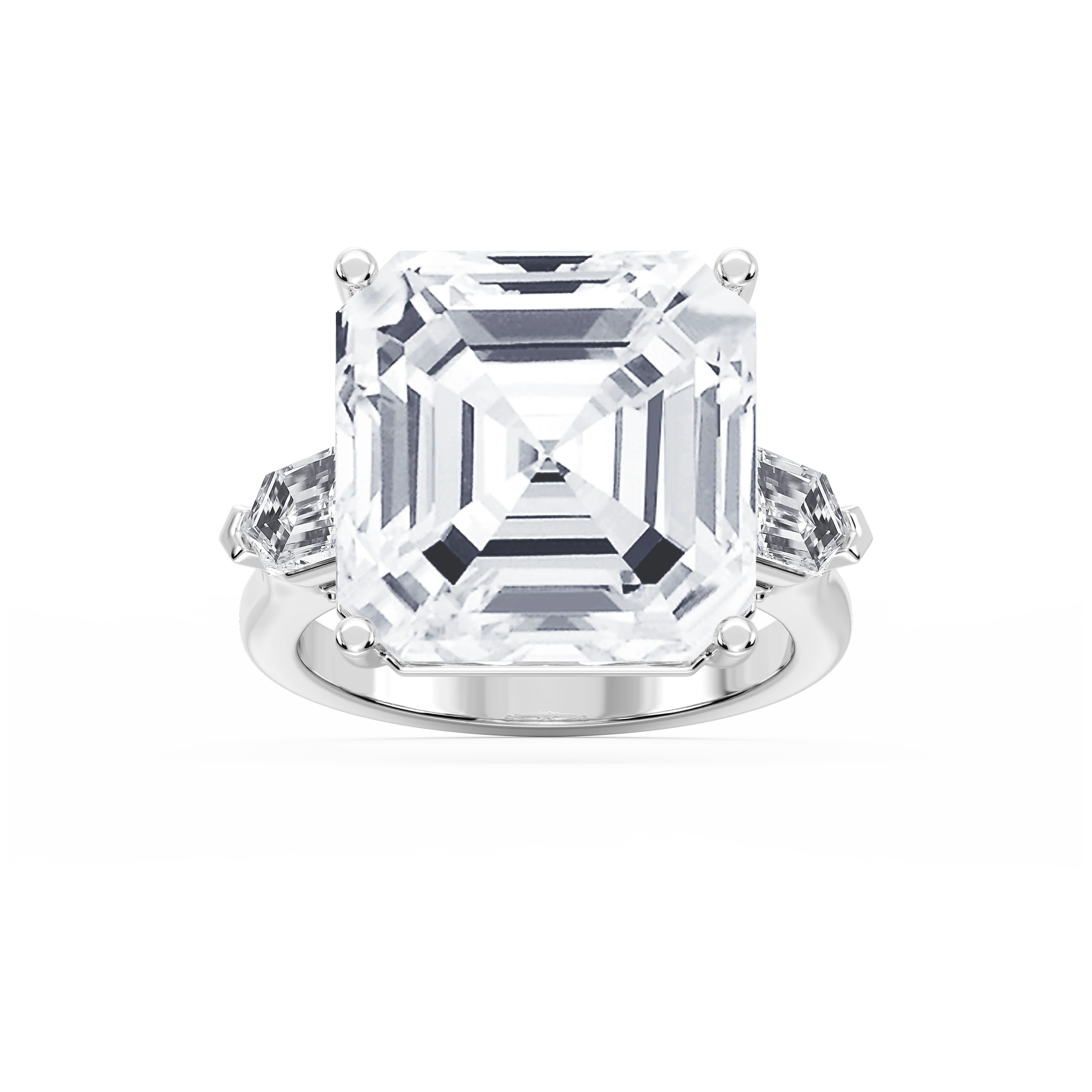 Beth 21 ⅕ ctw Asscher Lab Grown Diamond Three Stone Engagement Ring - Signature Collection