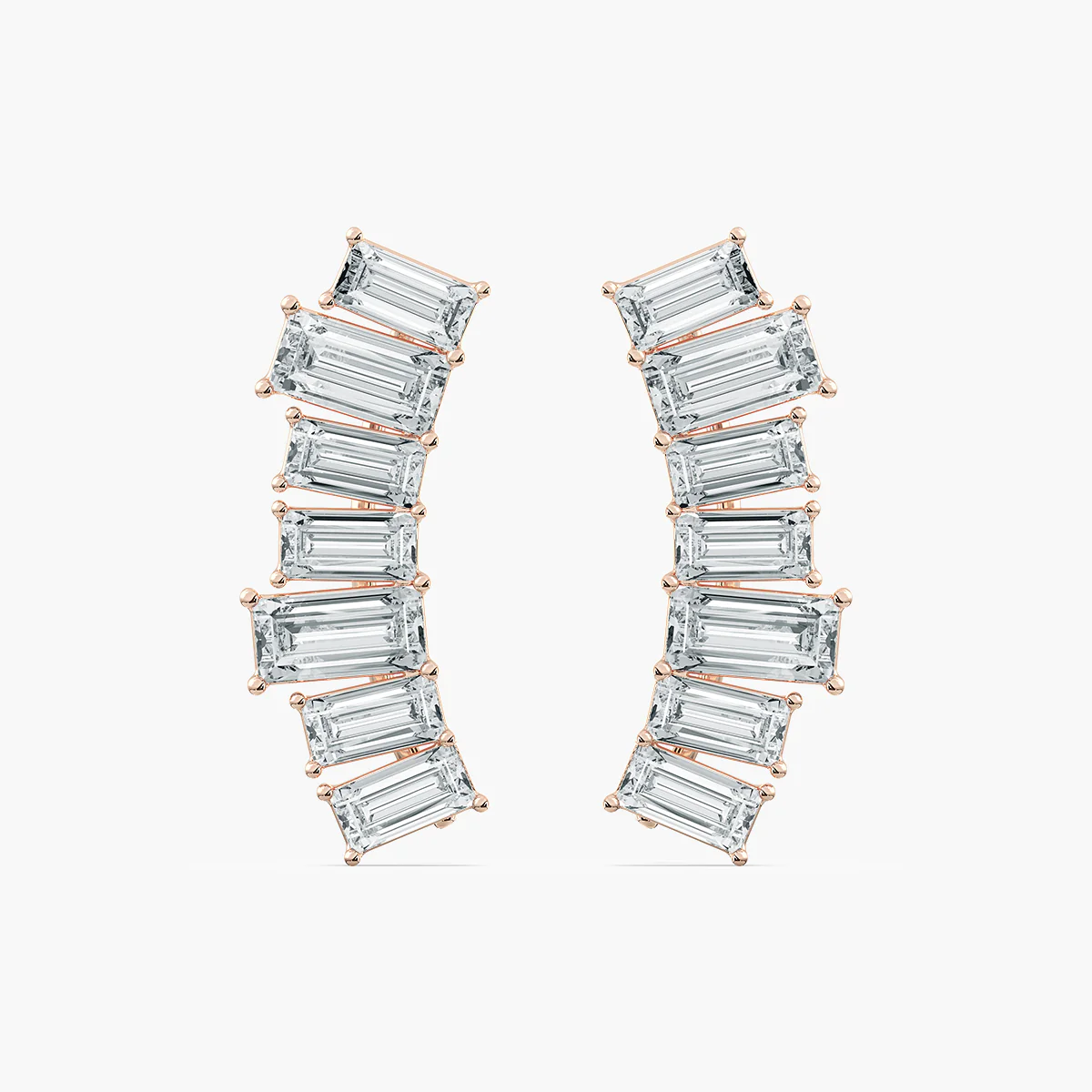 4 ctw Baguette Lab Grown Diamond Climber Earrings