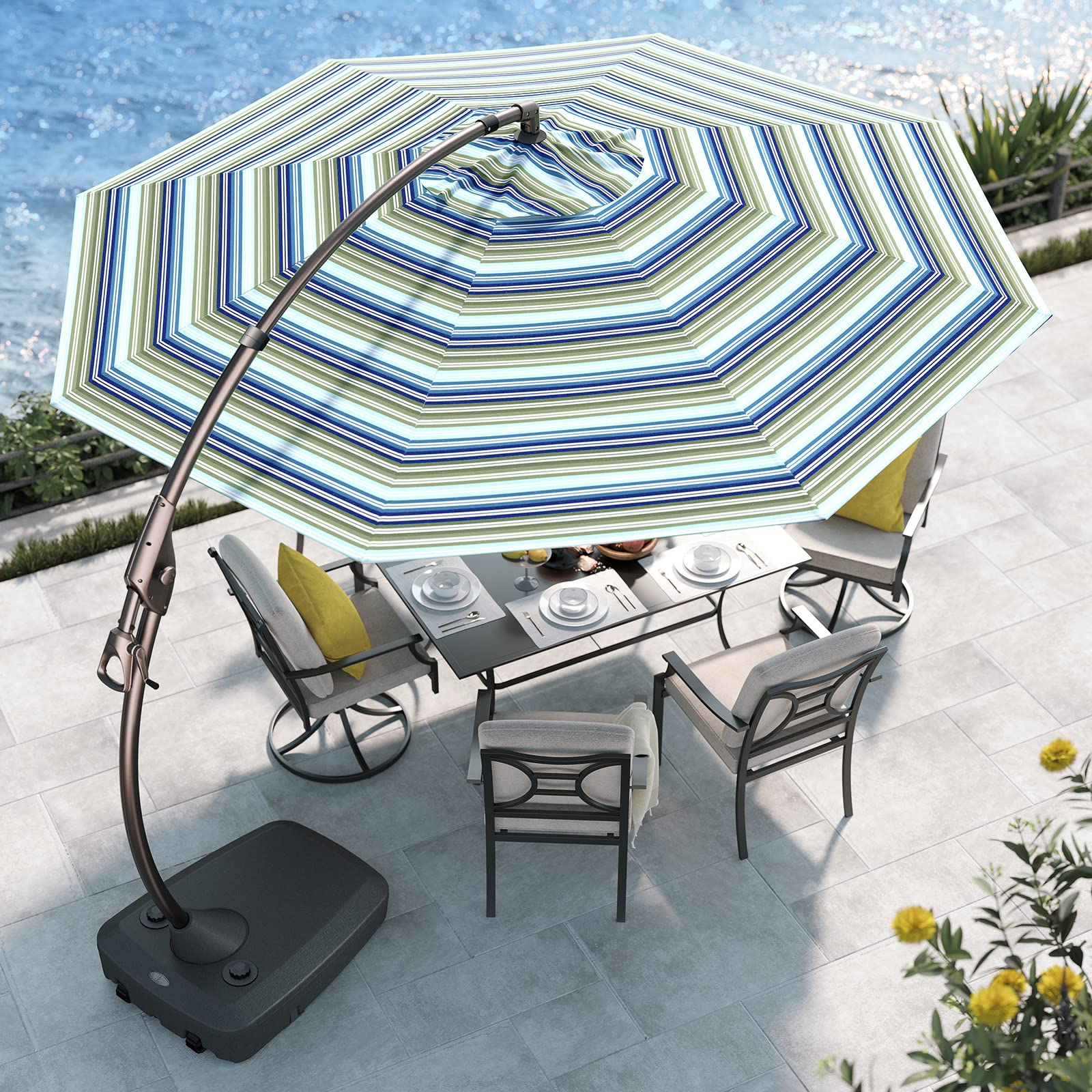 11 FT Deluxe NAPOLI Curvy Aluminum Offset Umbrella
