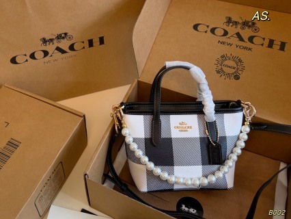 COACH MINI CITY ZIP TOTE WITH GINGHAM PLAID PRINT