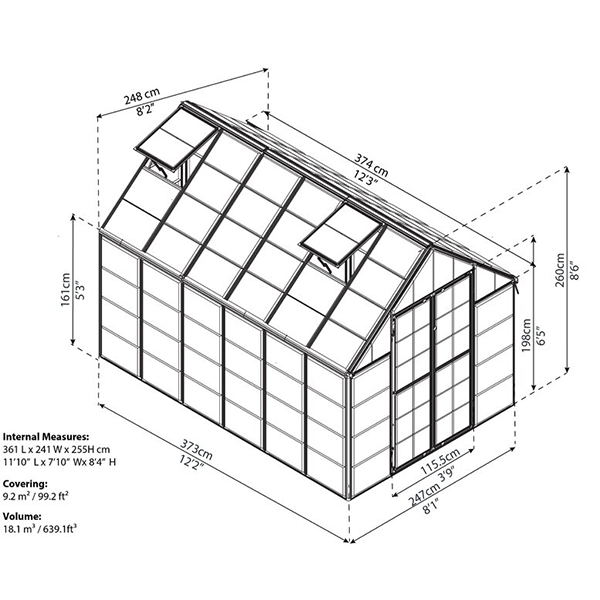 8 Ft. W x 12 Ft. D Hobby Greenhouse