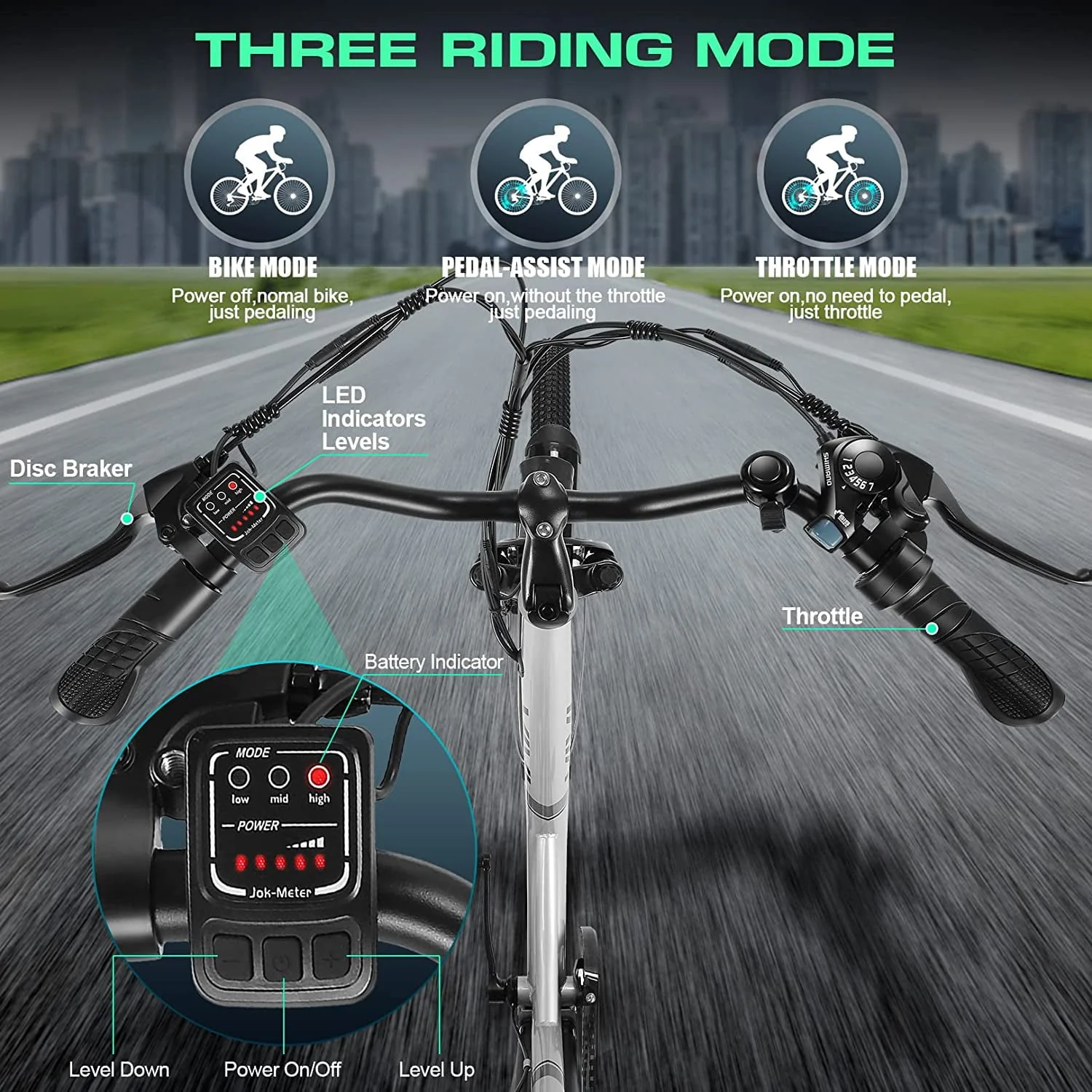 Vivi 26in Step-Through Electric Cruiser Bike, 500W