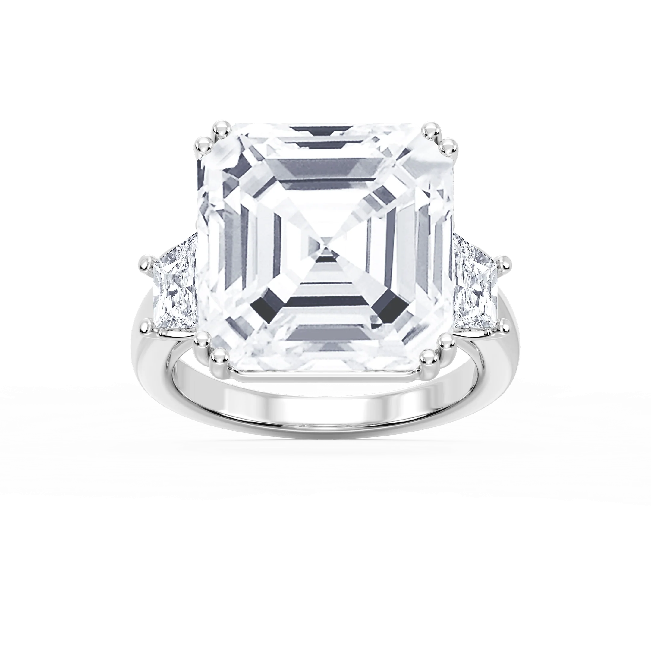 Liz 21 ctw Asscher Lab Grown Diamond Double Prong Three Stone Engagement Ring - Signature Collection
