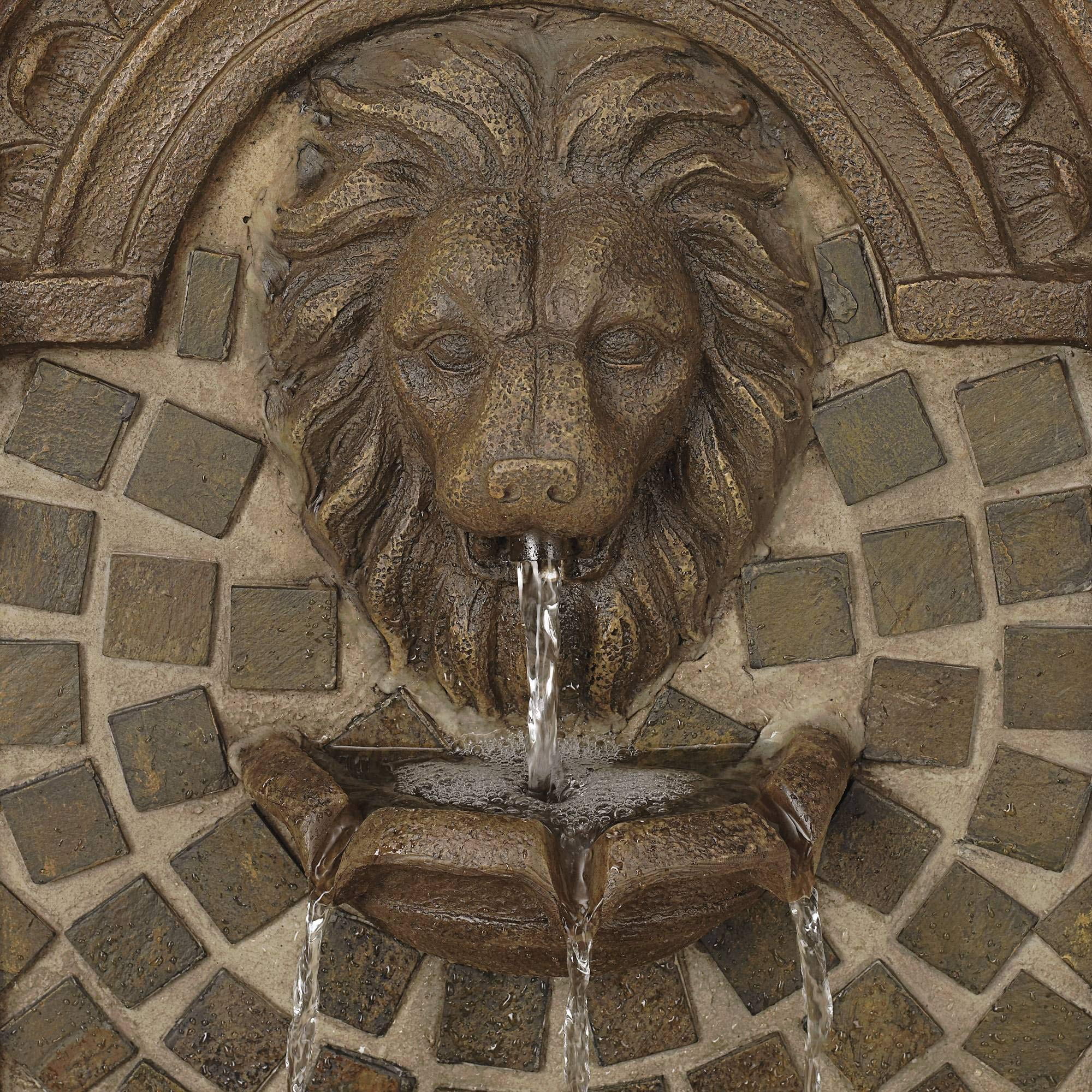 Royal Lions Head Mediterranean 3 Tiered Wall Water Fountain 51