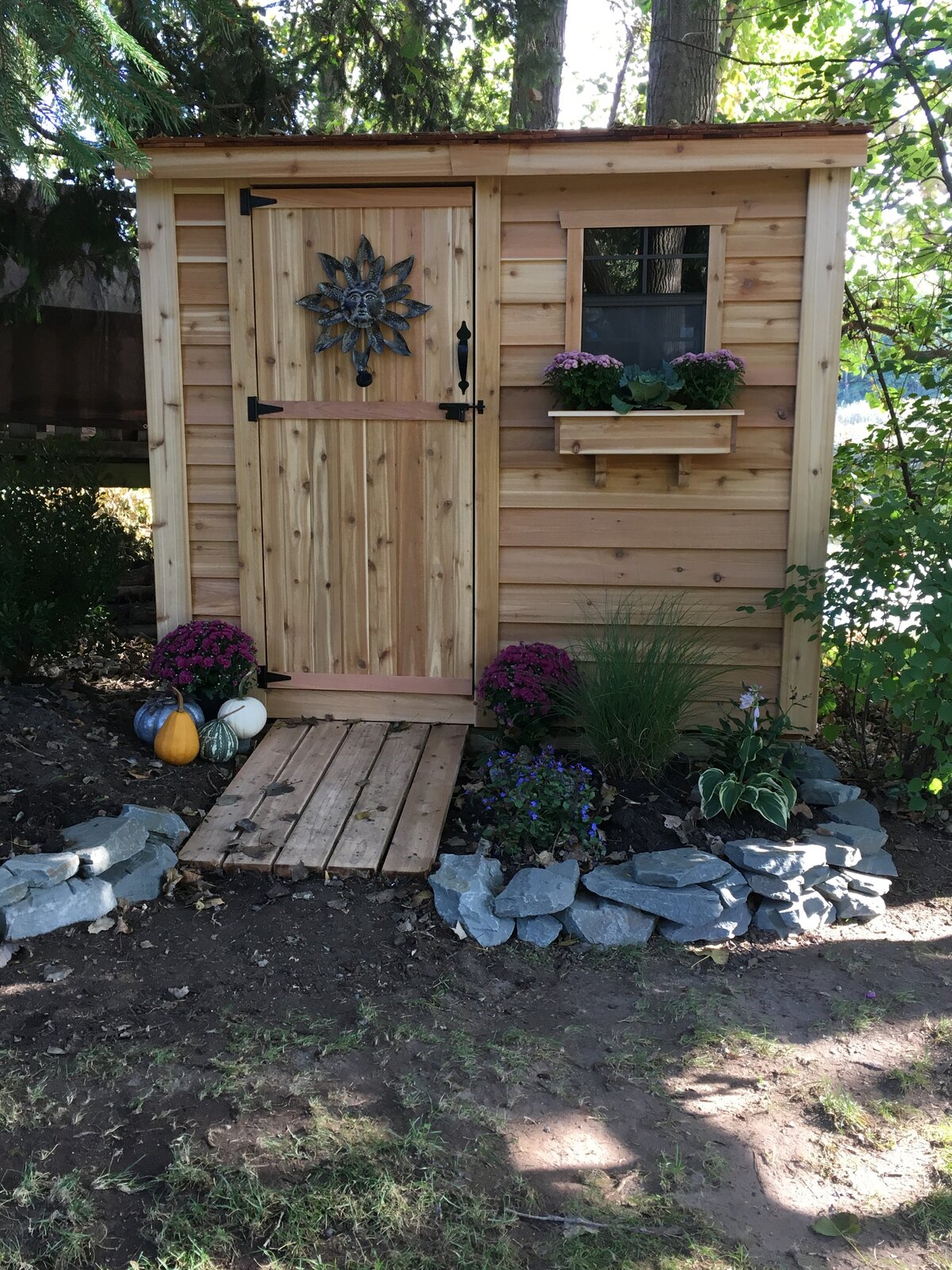 8x4 ft Single Door Cedar Wood Storage Shed