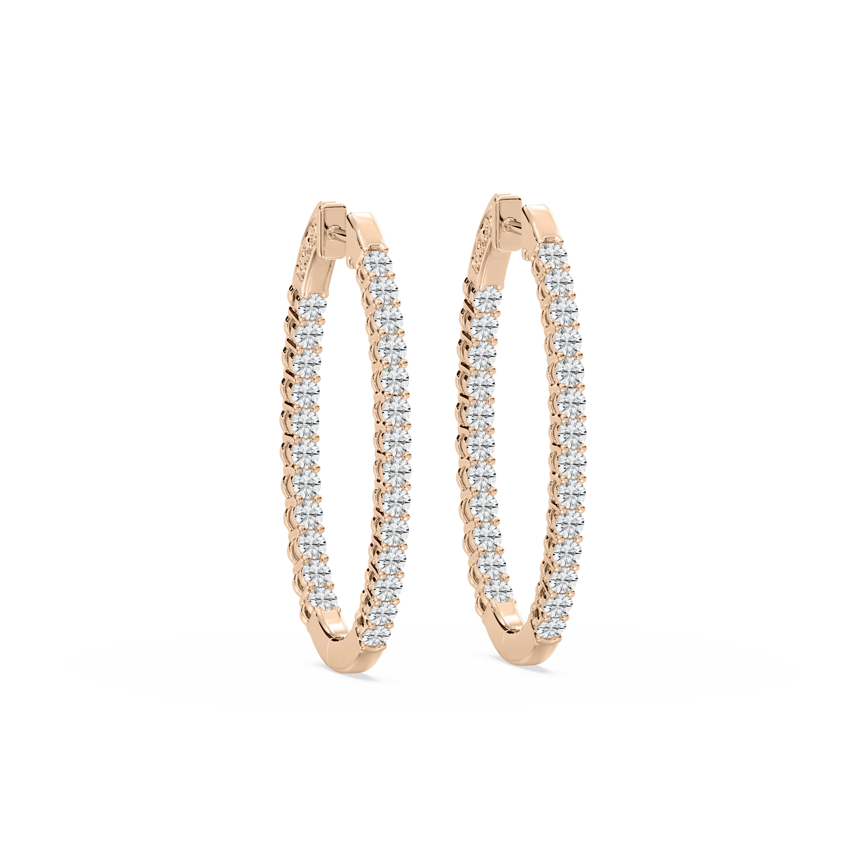 Round Lab Grown Diamond Oval-Shaped Inside-Out Hoop Earrings