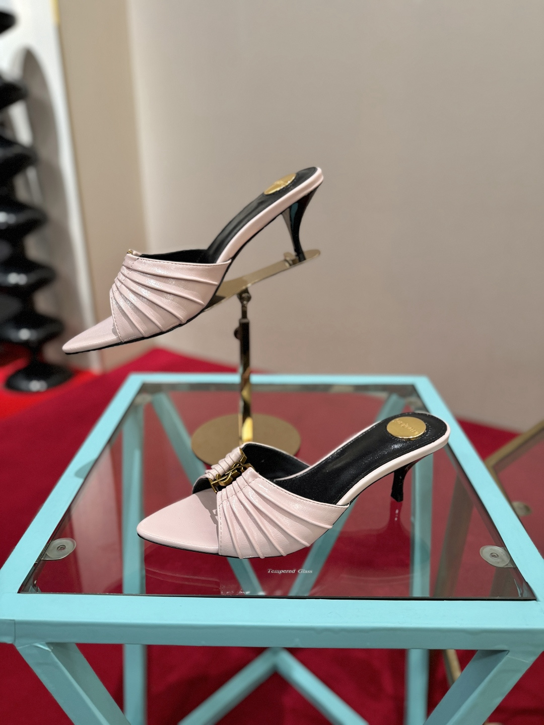 YSL Vendôme Ruched Mule Heels