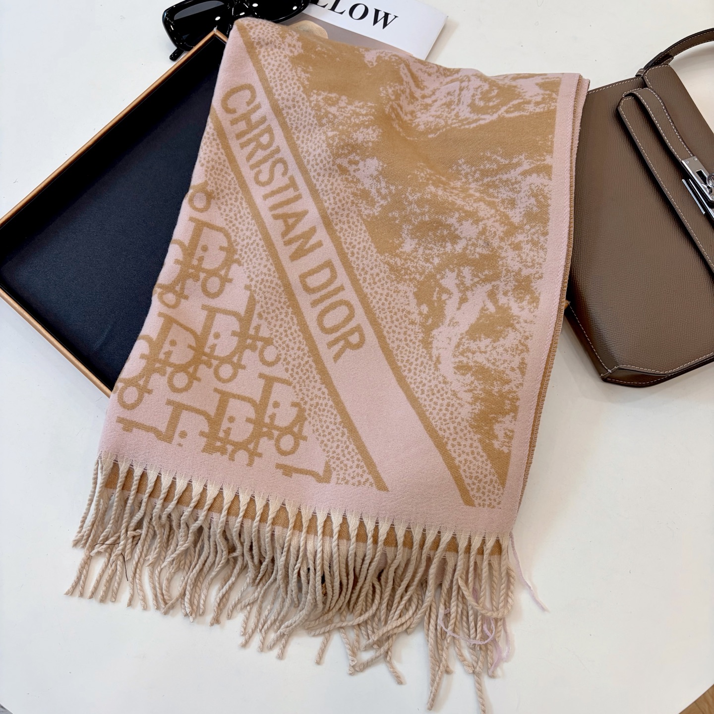 Dior Toile Print Shawl Pink and Beige 180 x 60 cm product images