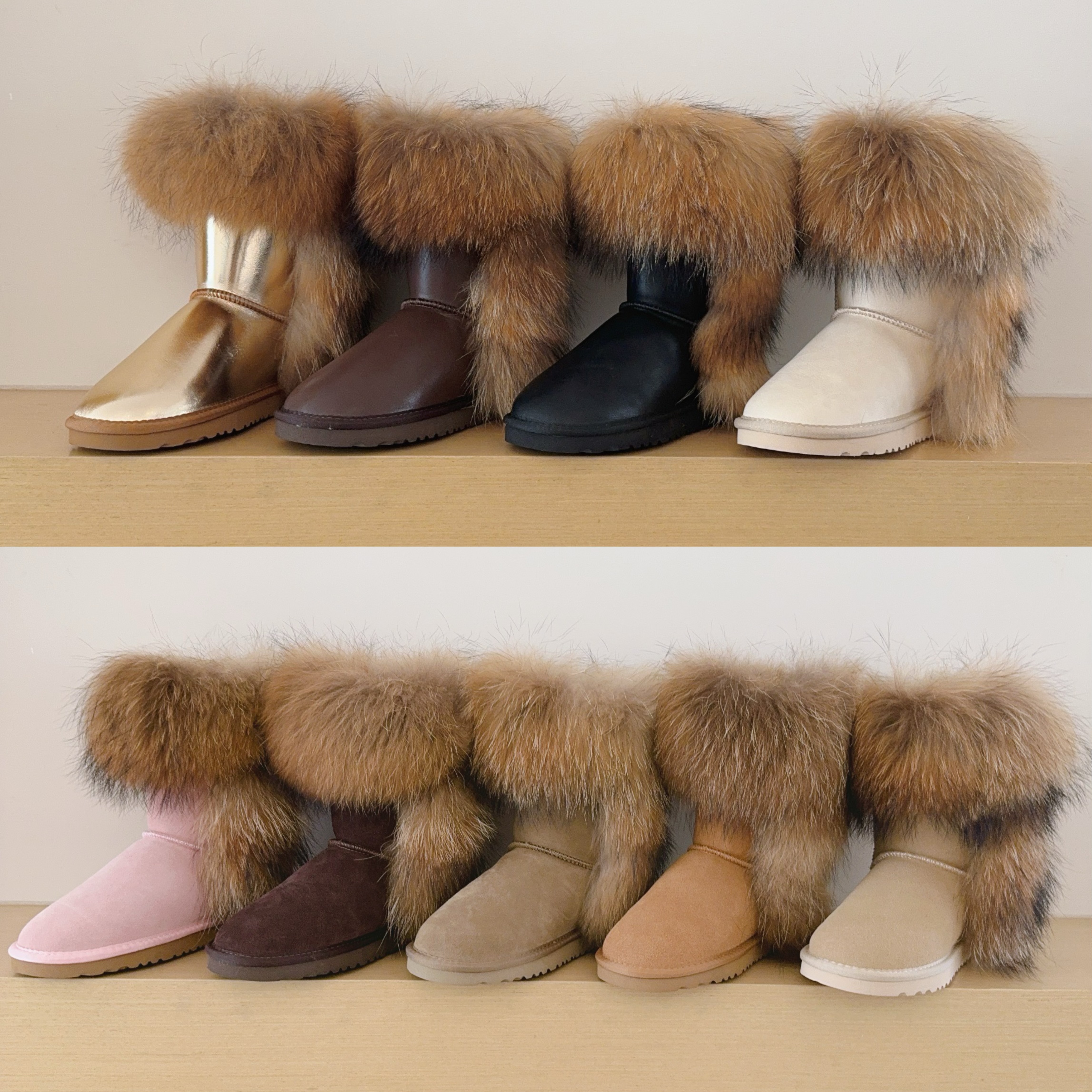 5825 Genuine Fur Trim Mid-Calf Boots