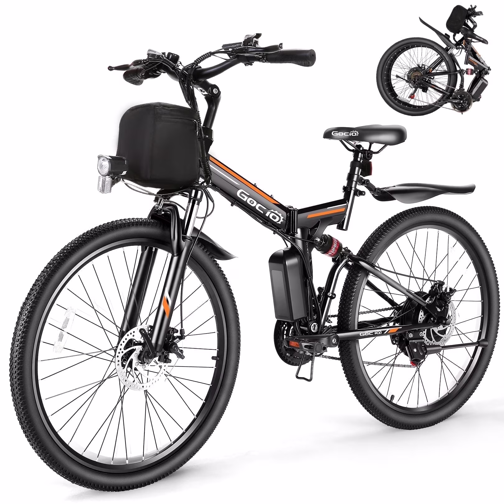 Gocio 26in Folding Electric Mountain Bike, 500W, Full Suspension