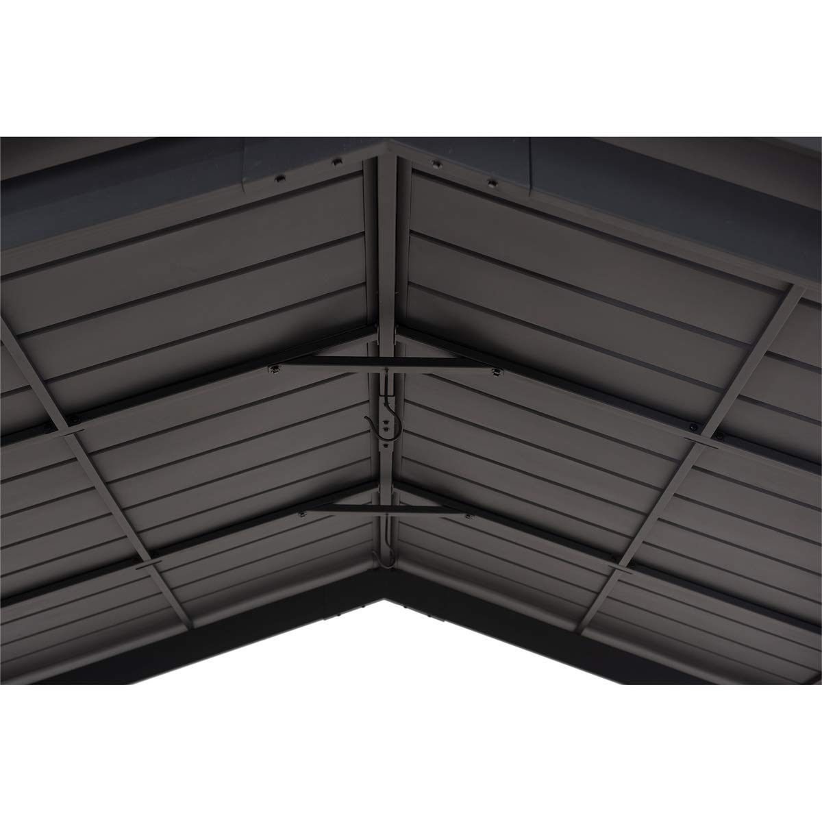 Outdoor Cedar Frame Wood Gazebo with Black Steel Hardtop Roof