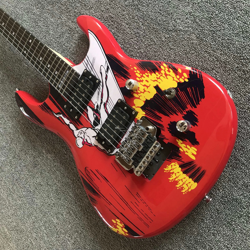 Electric Guitar Floyd Rose Tremolo Bridge Locking Nut Pearl Dots 6 Strings Top