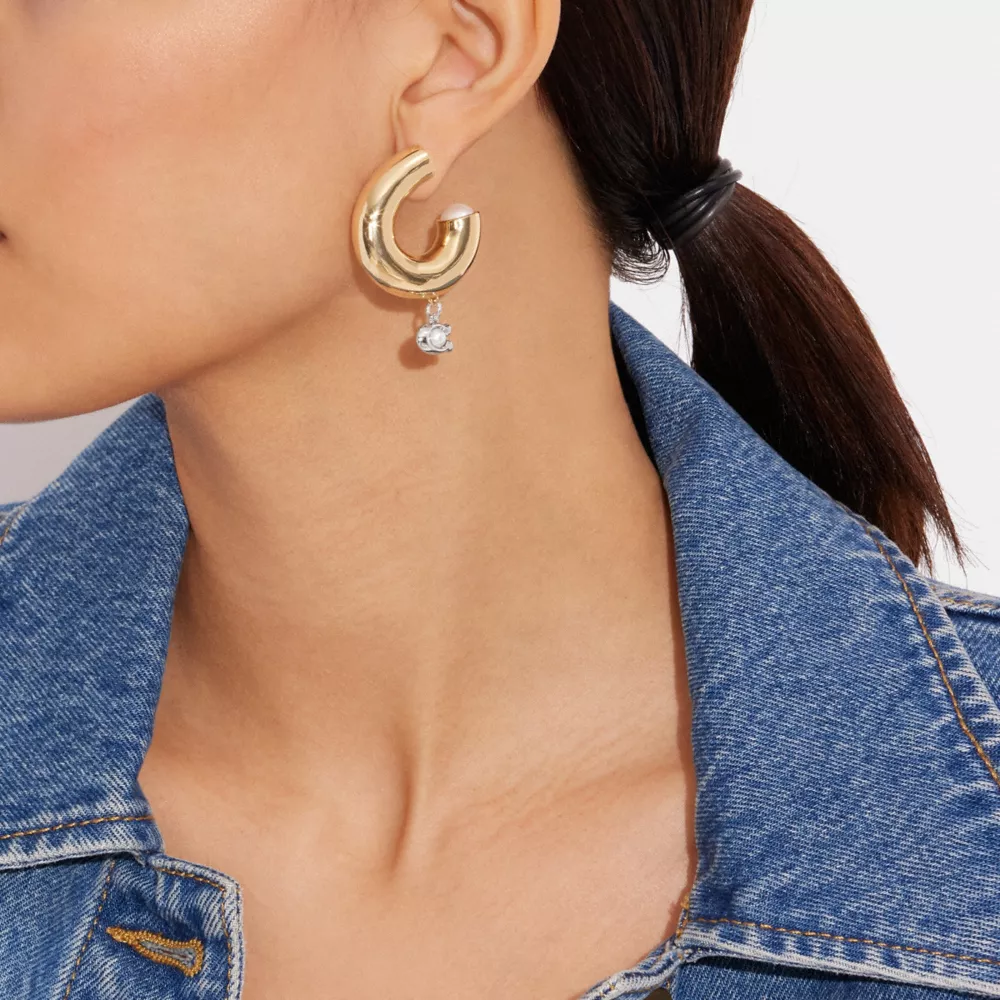 COAthtCH Signature Heart Chubby Hoop Earrings