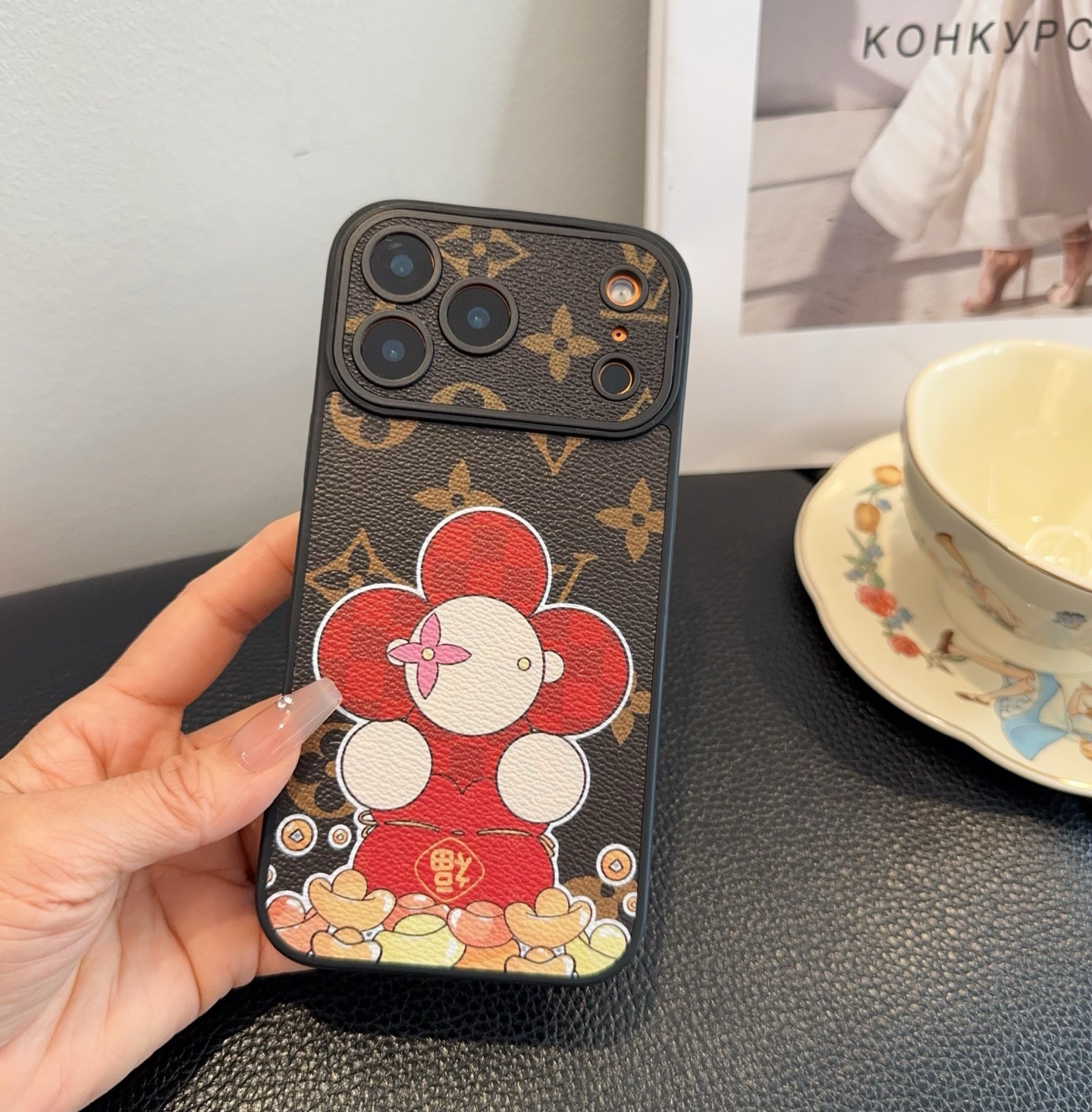 Louis Vuitton Vivienne Lucky Fortune Monogram Leather Luxury Shockproof Phone Case
