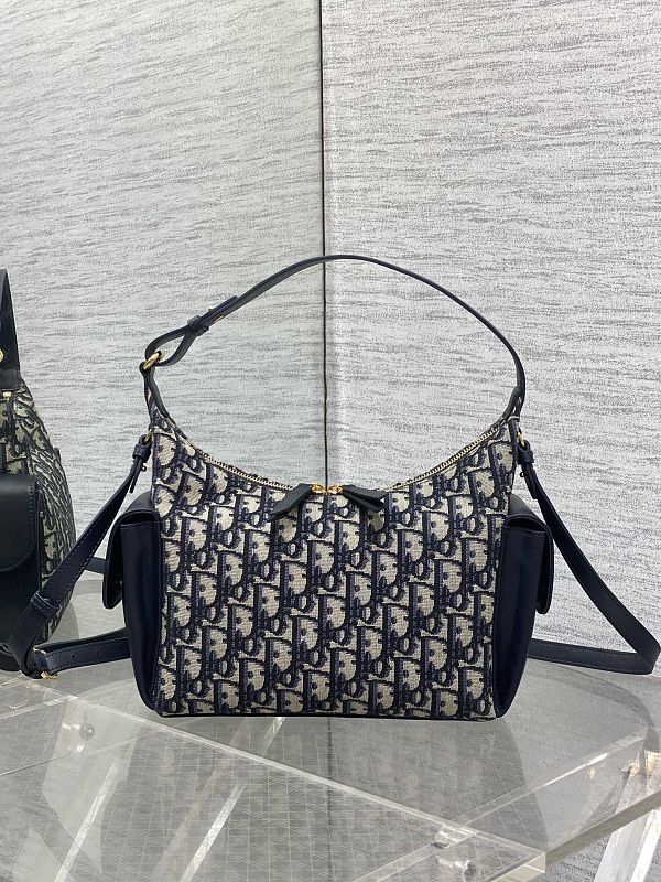 Dior D-Vibe Hobo Bag Small Navy Oblique