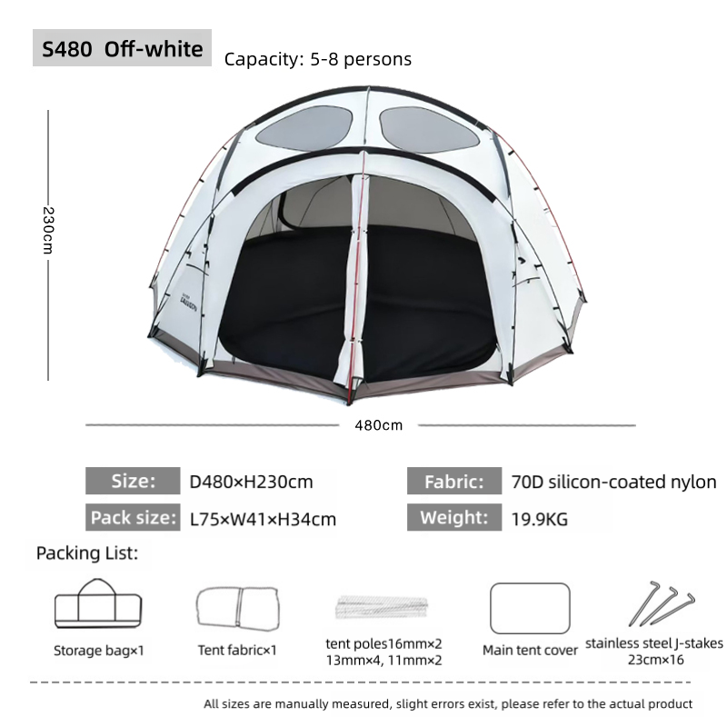 BLACK DRAGON S480 Cotton Canvas Tent Spherical Dome, Large Space, Windproof and Rainproof