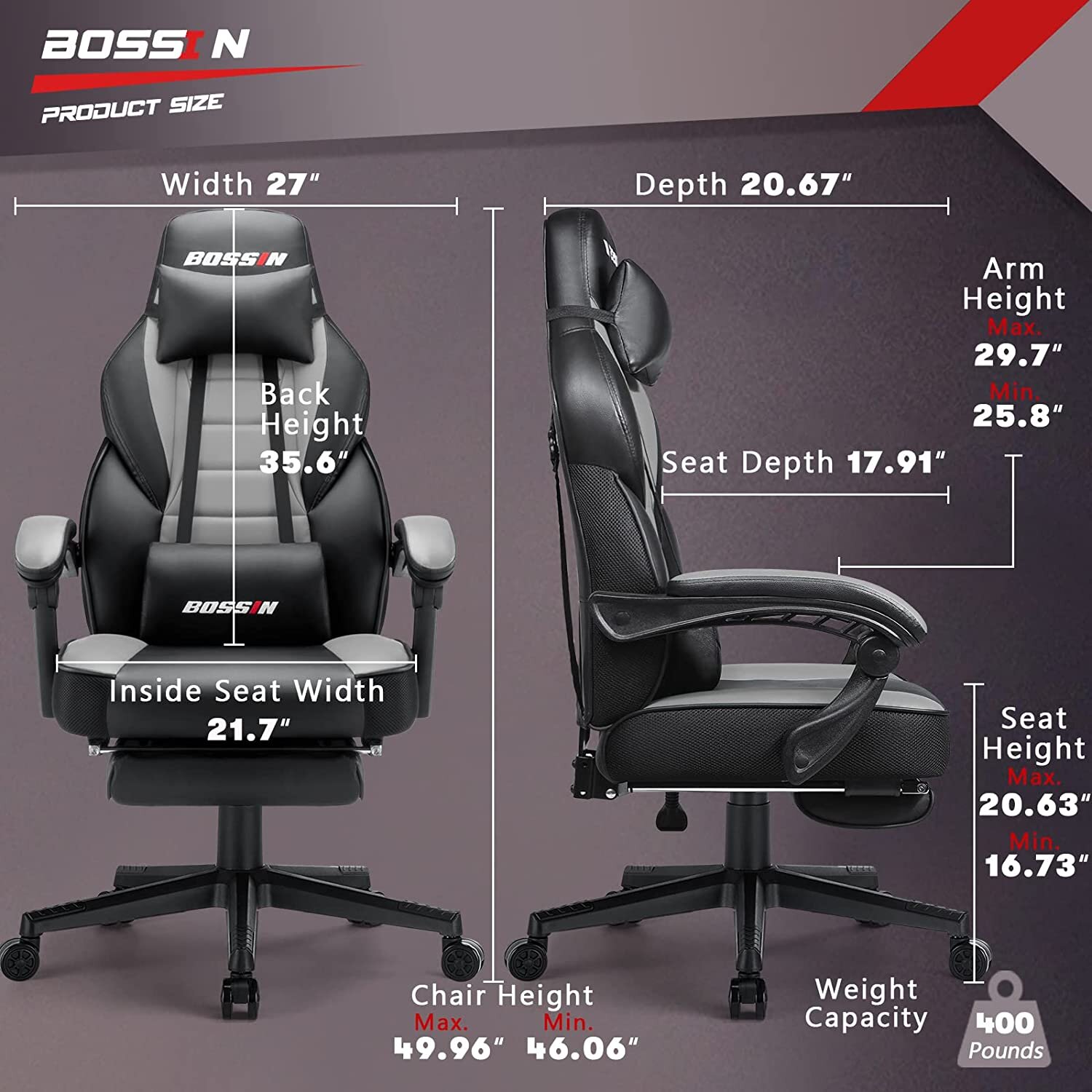 Racing Style Large Size High-Back PU Leather Gaming Chair