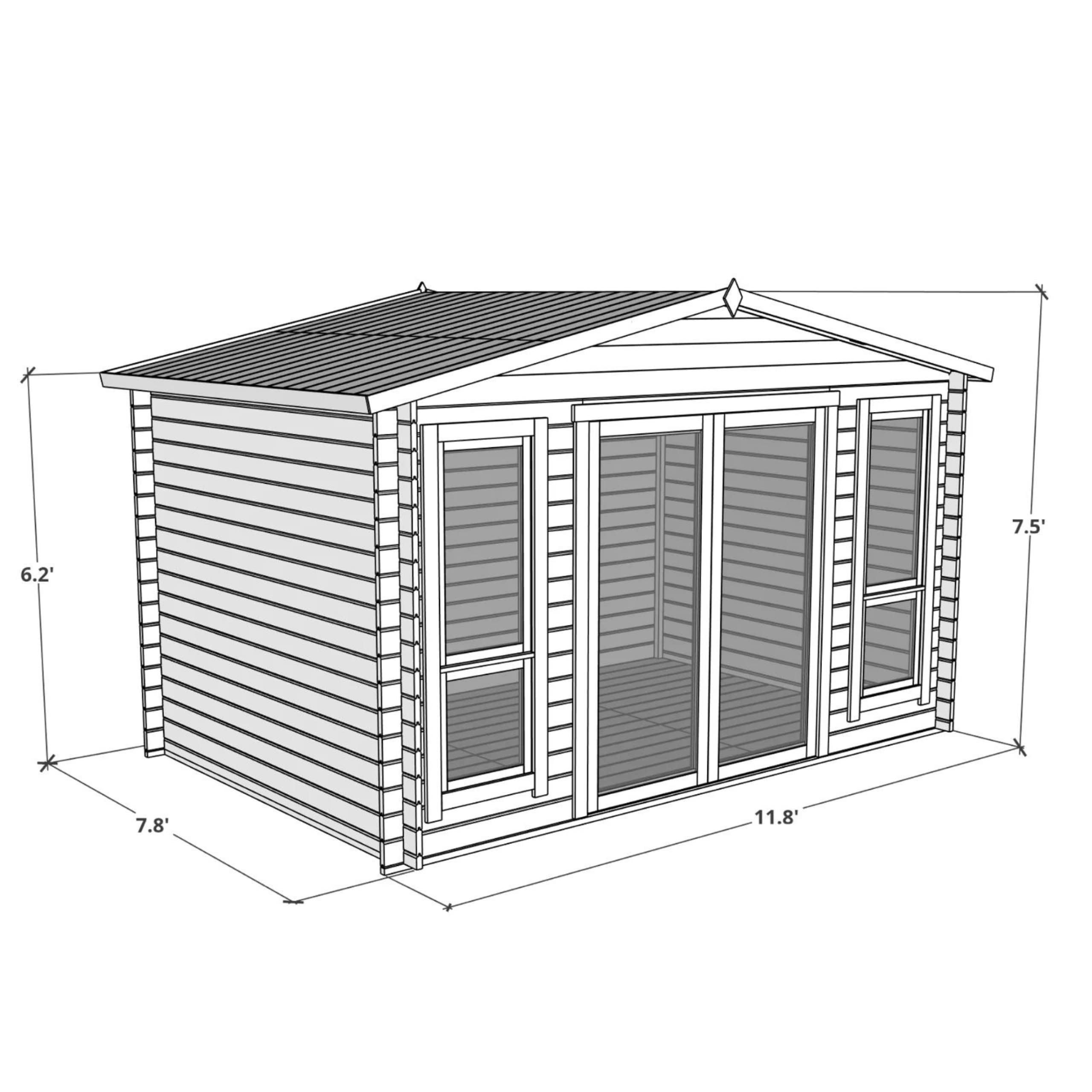 Log Cabin Summerhouse Garden Bar Room Apex Wooden Summer