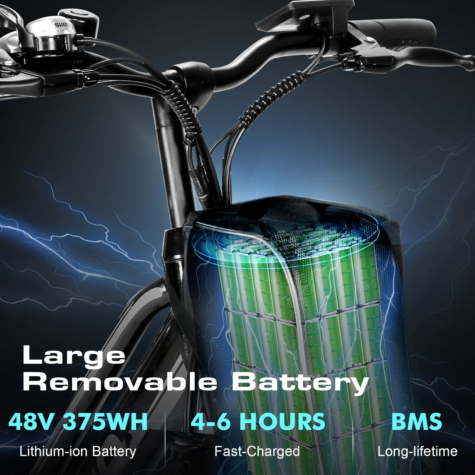 Vivi 26in Step-Through Electric Cruiser Bike, 500W, 48V