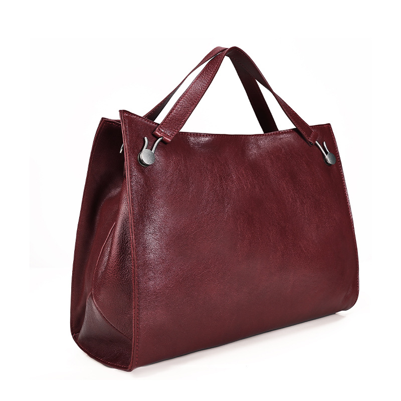 Minimalist Burgundy Leather Tote Bag