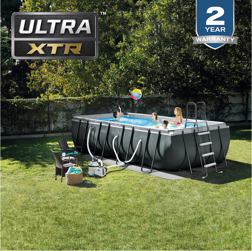 INTEX Rectangular Ultra XTR Pool Set with Sand Filter Pump