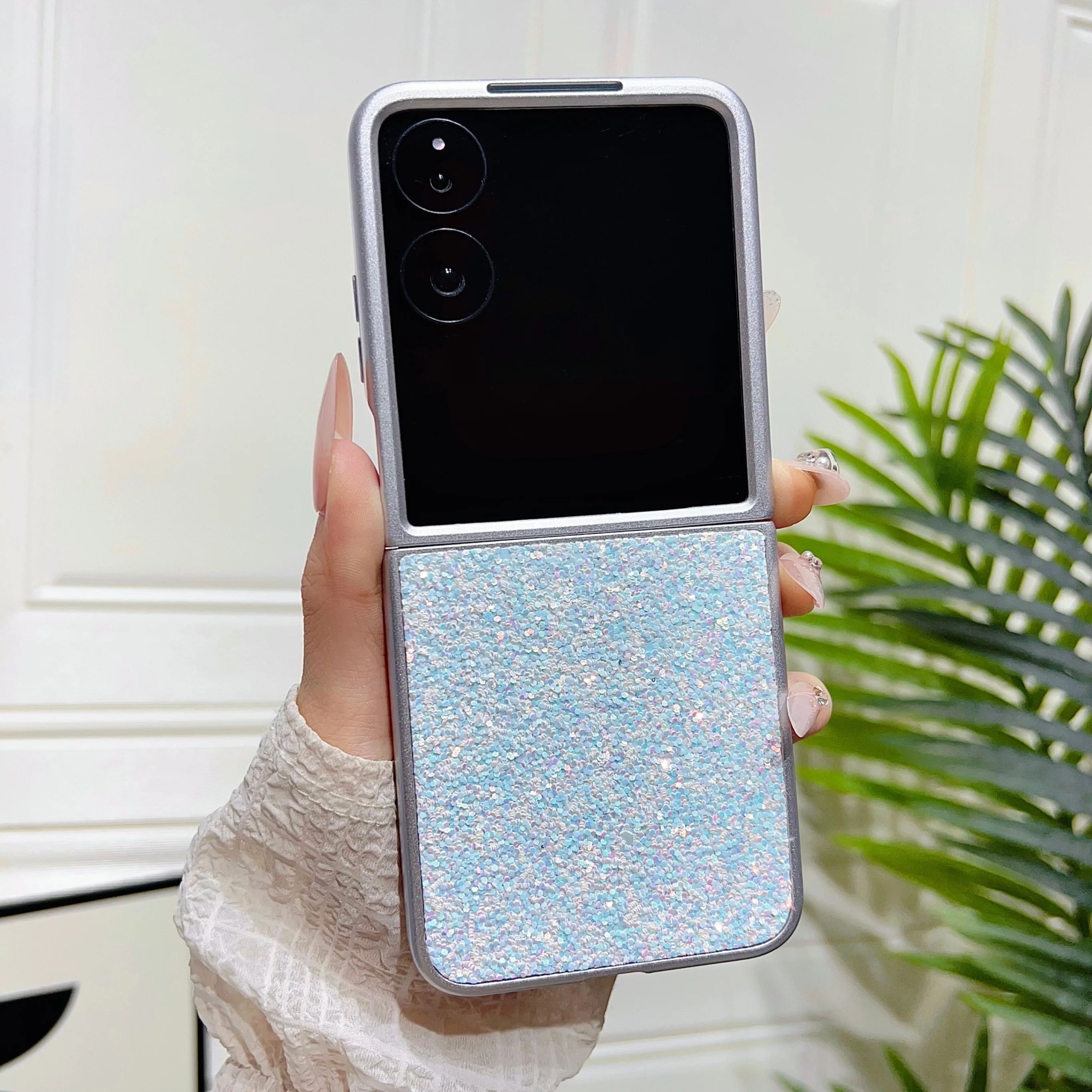 Galaxy Z Flip 7 Protective Case Glitter - back view