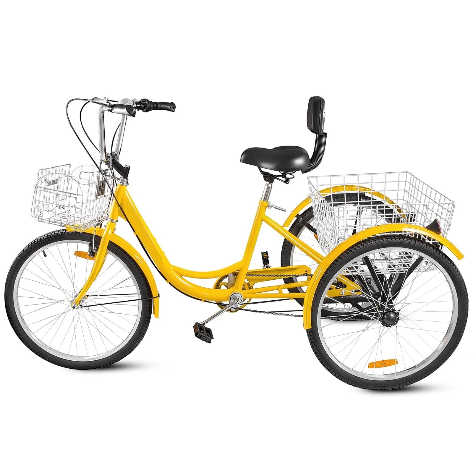 VEVOR 24in Adult Tricycle with Basket, 7-Speed