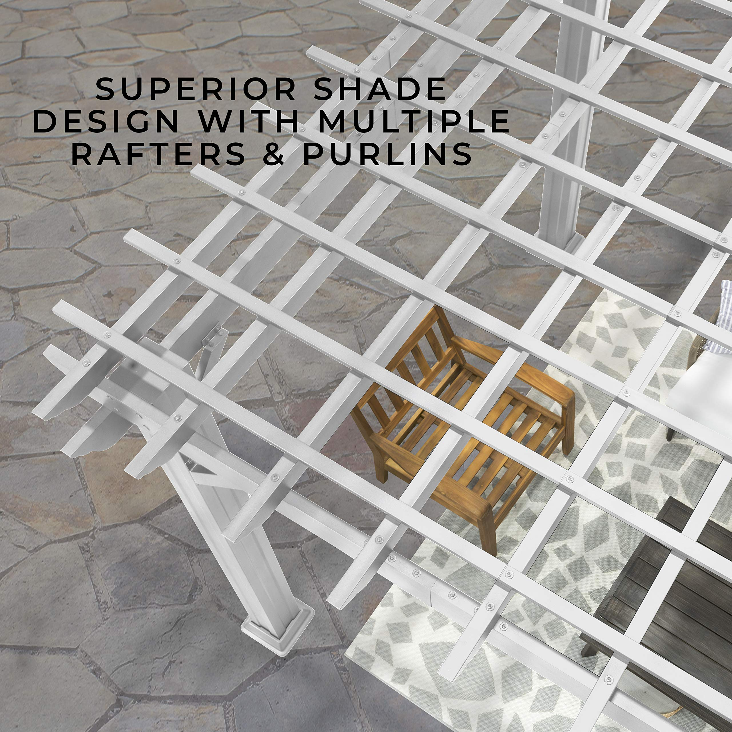 14' x 10' White Steel Traditional Pergola with Sail Shade Soft