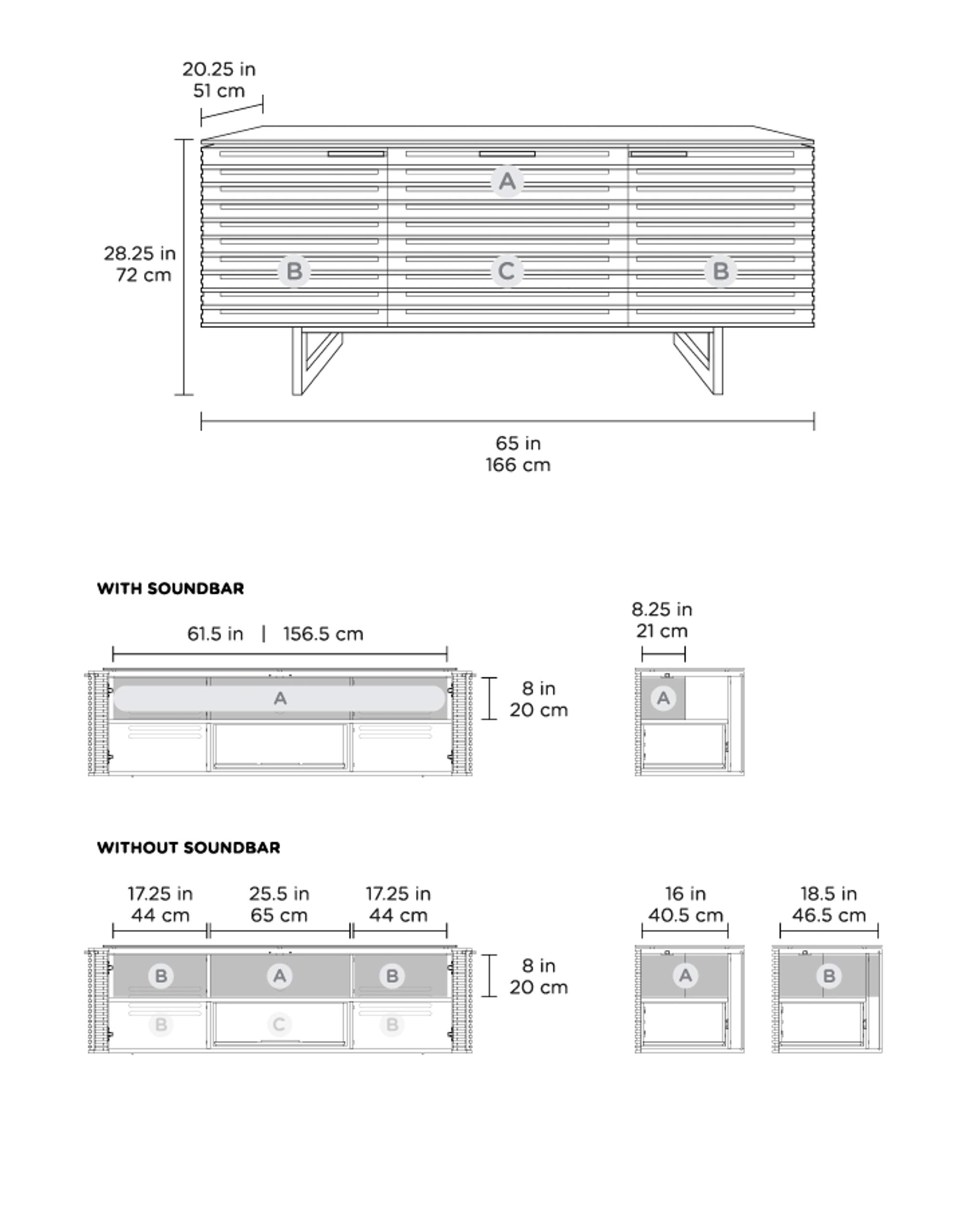 BDI Corridor 8177 Triple-Width Media Console with Drawer