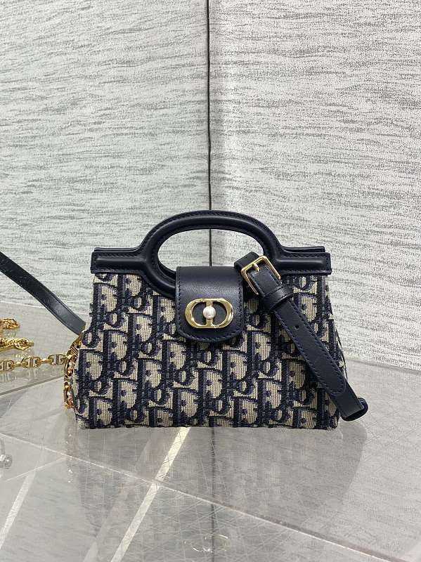 Dior Cannage Mini Handbag Navy Oblique