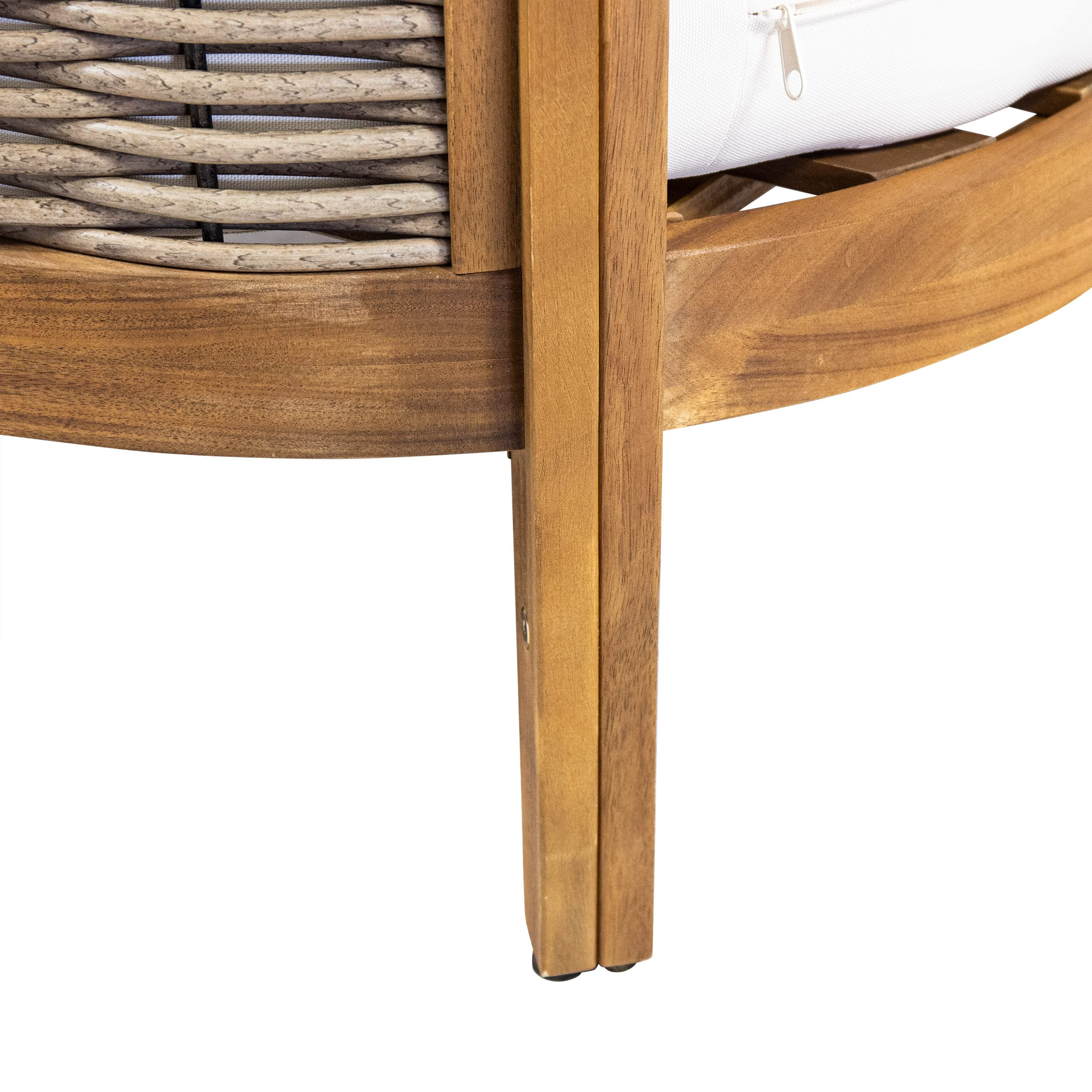 Burchett 4 Pcs Chat Set - Acacia Wood and Wicker
