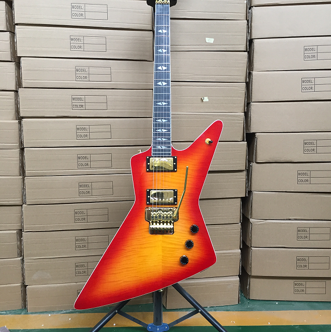 Explore Electric Guitar Cherryburst Tremolo Bridge Bone Nut 6 strings