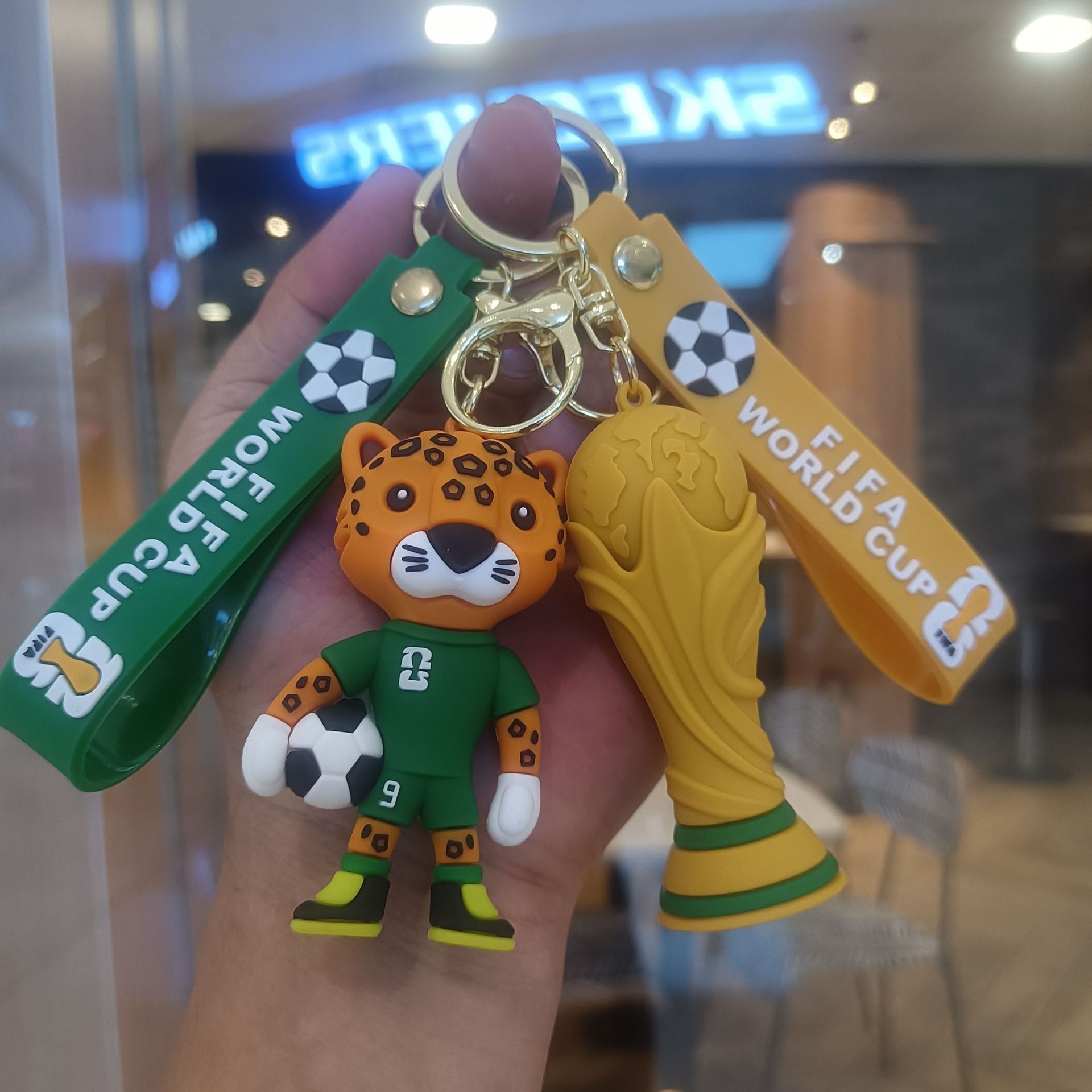 World Cup keychain pendant cartoon mascot car ornament