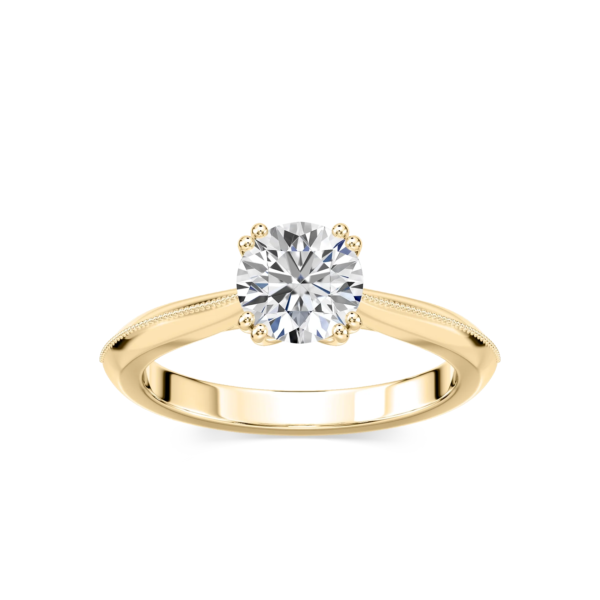 Amelia Lab Grown Diamond Milgrain Knife Edge Double Prong Solitaire Engagement Ring
