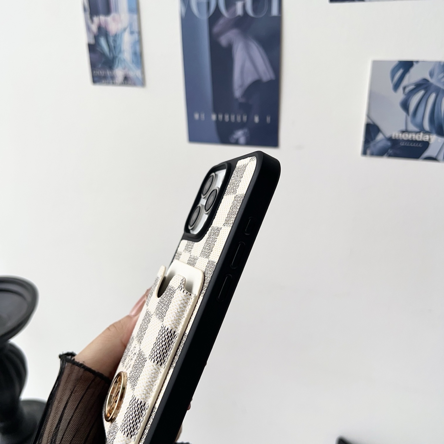 Luxury Designer Monogram Card Holder Phone Case | 2-in-1 Wallet Shockproof Cover