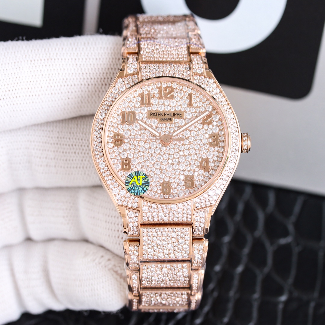 【Super Clone】Patek Philippe Twenty~4 Automatic Haute Joaillerie Rose Gold 7300 1450R 001