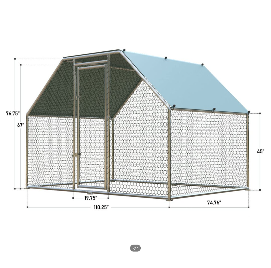 Large Metal Chicken Coop Run Walk-in Poultry Cage Chicken Runs