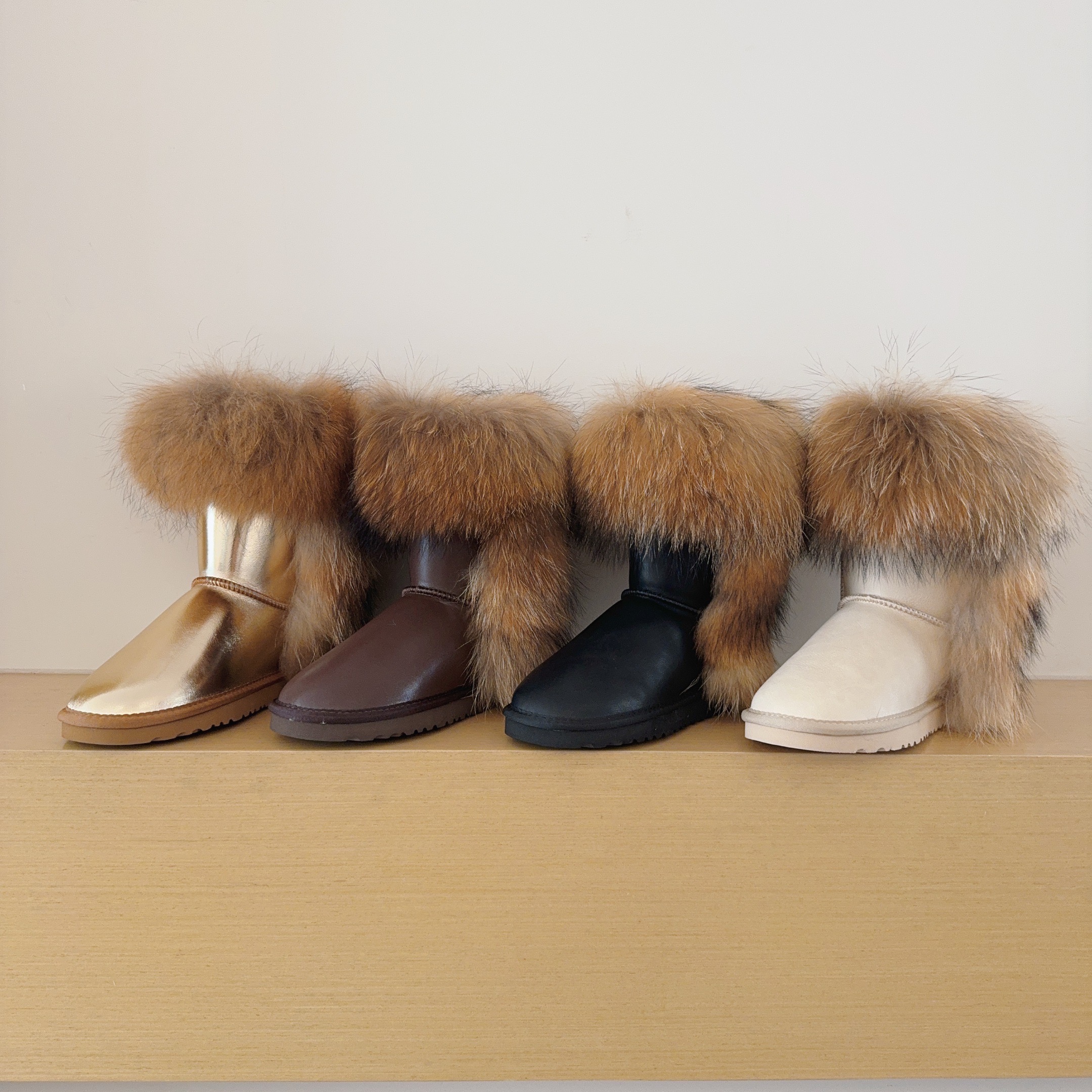 5825 Genuine Fur Trim Mid-Calf Boots