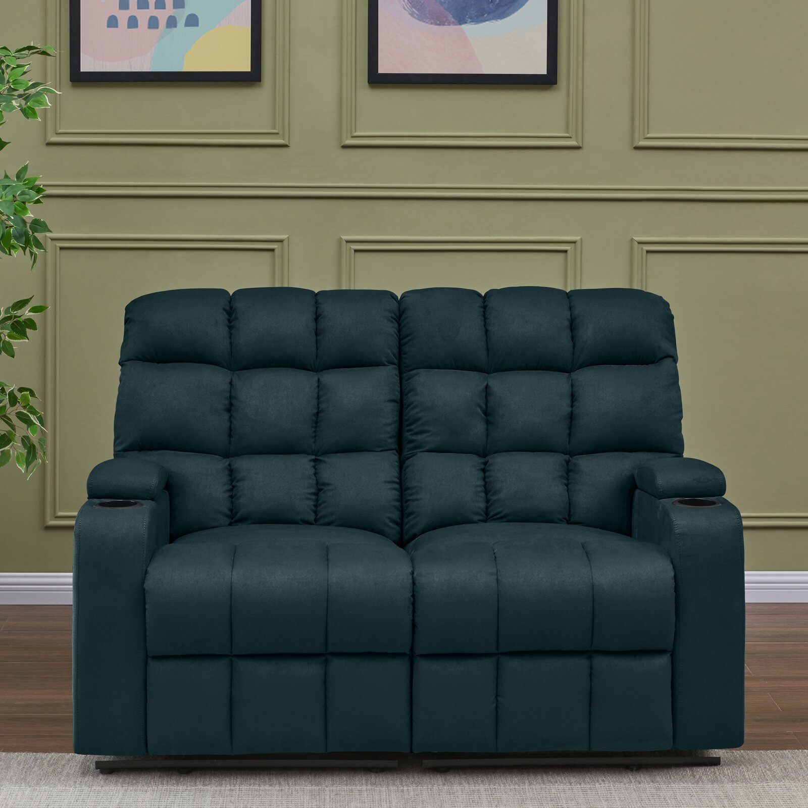Grigor 57.5'' Wide Home Theater Loveseat with Cup Holder