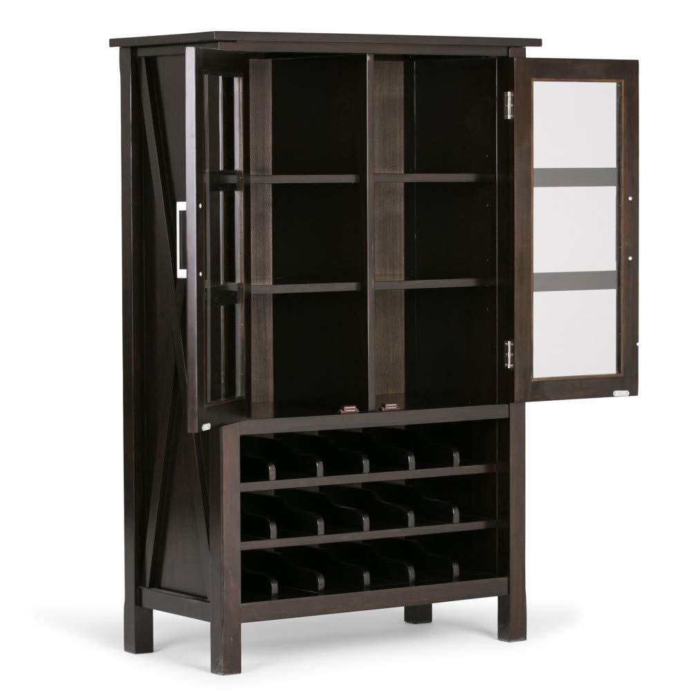 18-Bottle SOLID WOOD 32 inch Wide Contemporary High Storage