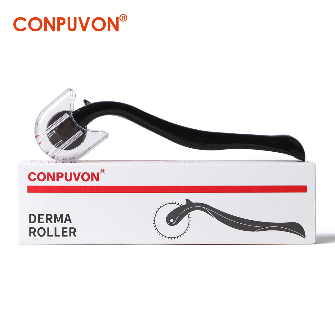 CONPUVON Beard & Hair Roller Black 540 Stainless Steel Derma Microneedling Roller Face Home Use