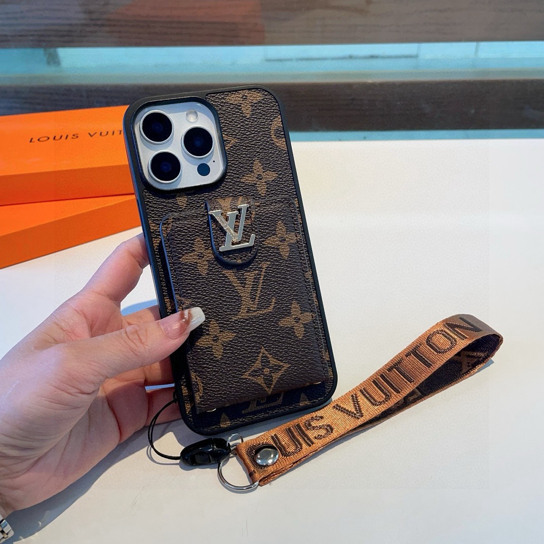 LV Classic Monogram Full Coverage Case - Top & Bottom Card Slots + Lanyard