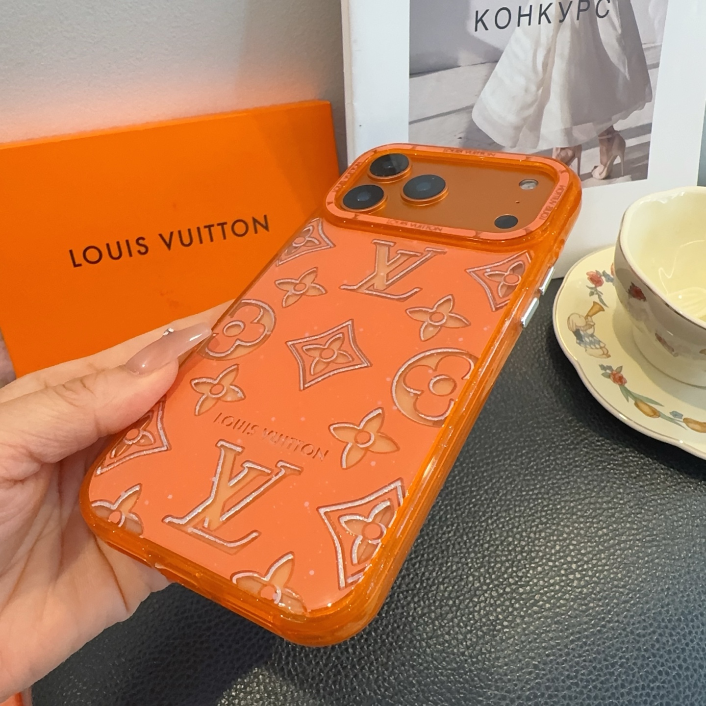 Louis Vuitton Transparent Glitter Monogram Electroplated Luxury Shockproof Phone Case