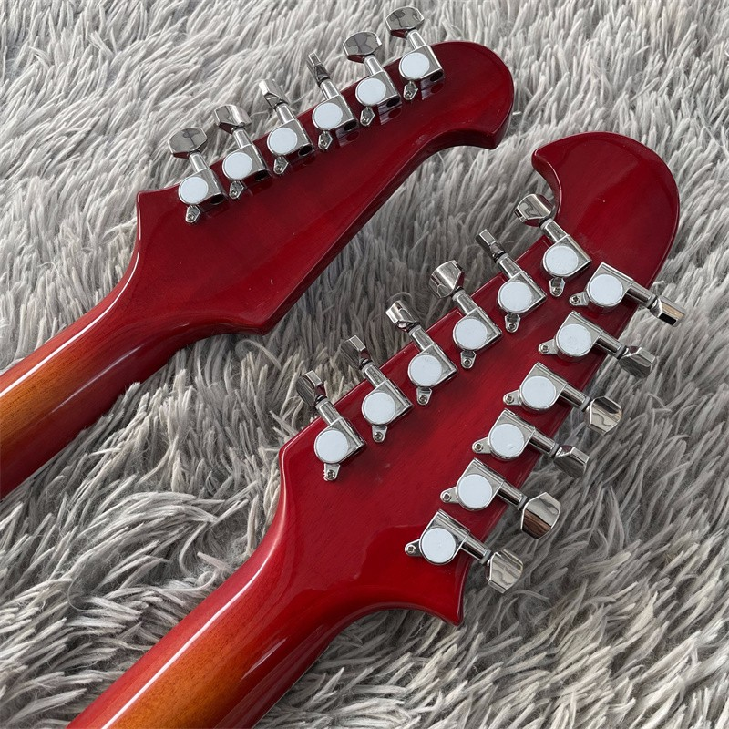 12+6 String Cherry Sunburst Double Necks Electric Guitar Solid Body Hardware