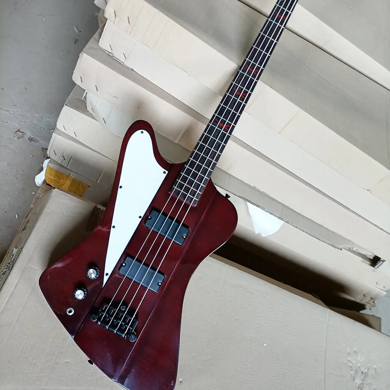 Left Hand 4 Strings Electric Bass Guitar with White Pickguard Rosewood Fretboard