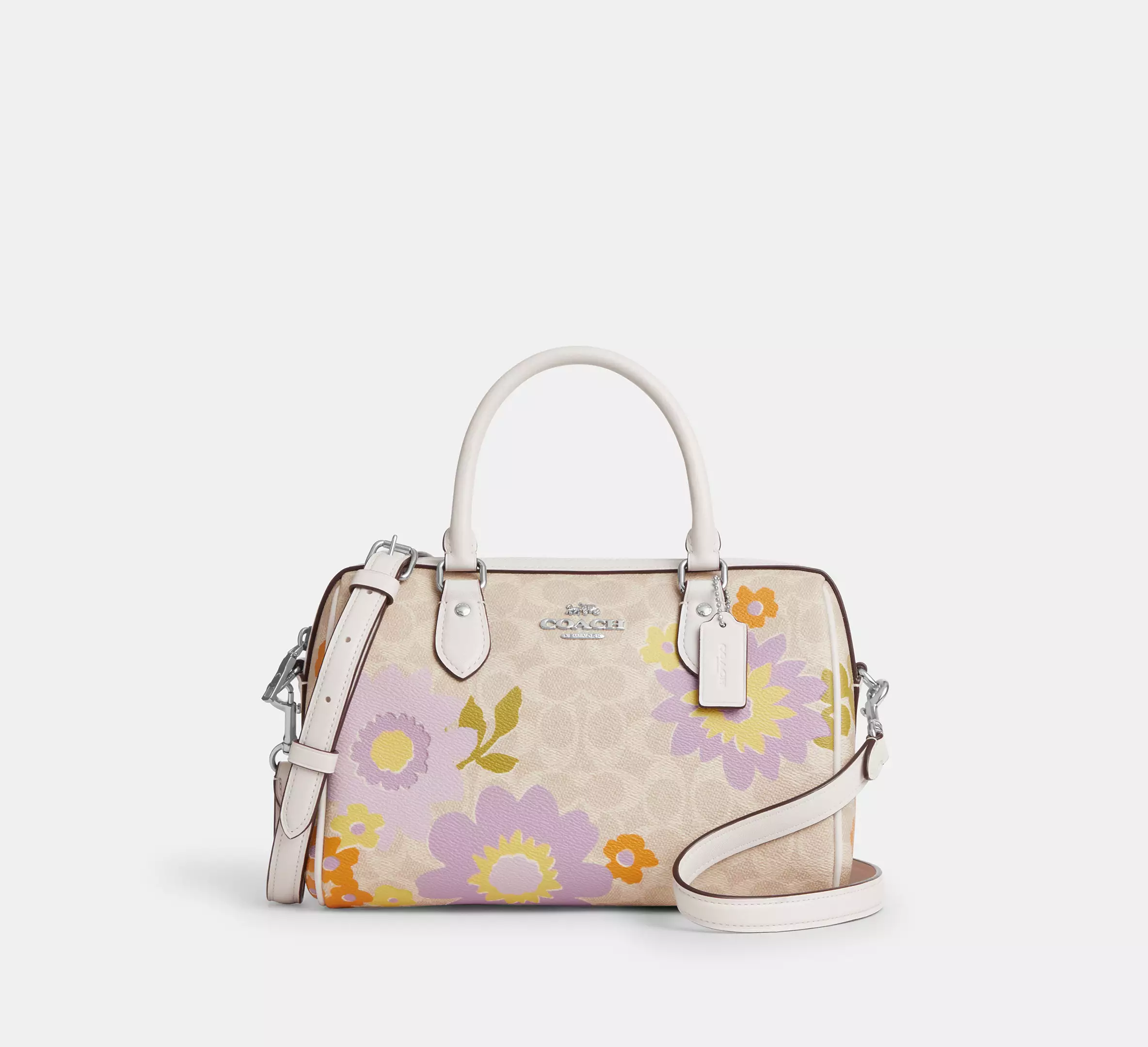 Rowan Satchel Bag In Signature Canvas With Floral Print
